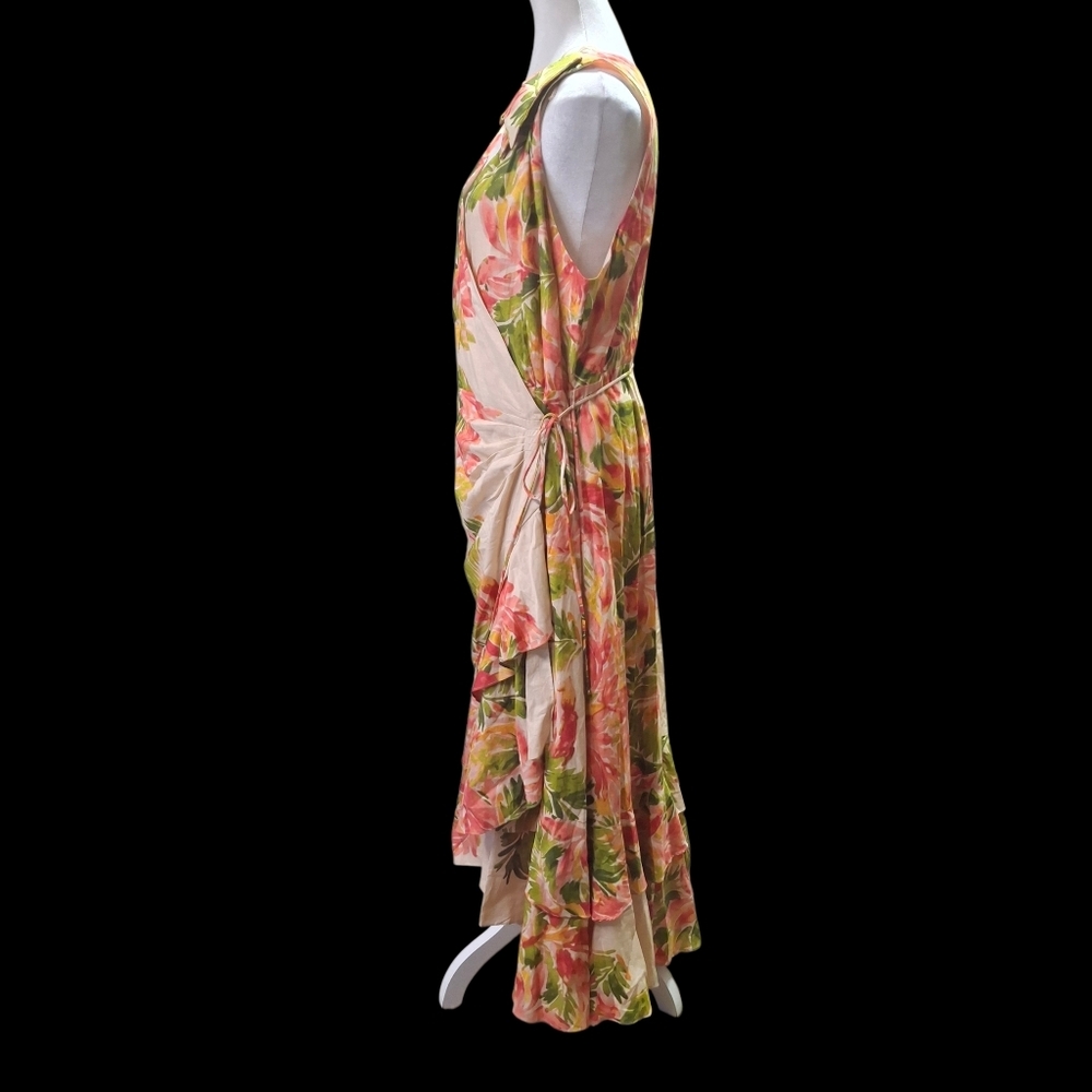 Gibson Latimer Wrap Midi Floral Dress Ruffled Tiered High Low Hem Women Size XXL - Picture 5 of 16
